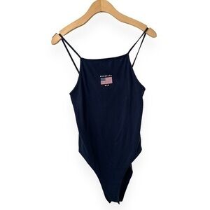 H&M Women's Navy Bodysuit American Flag Brooklyn NYC Size S